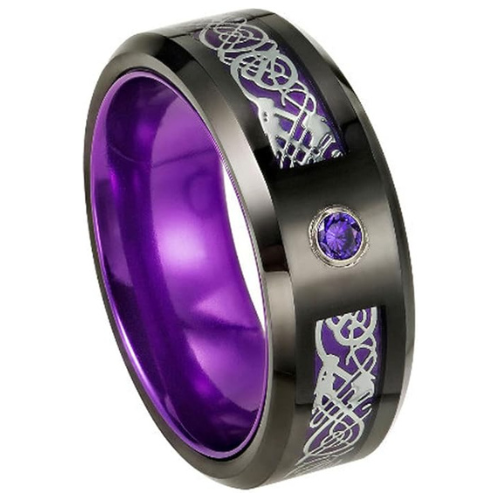 Celtic Royal Purple Knot Tungsten Ring