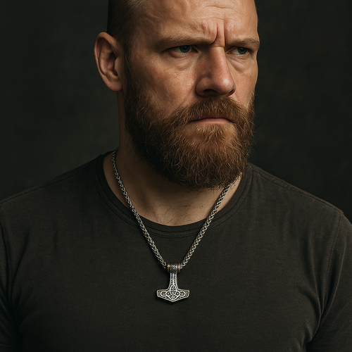 Gold Tone Mjolnir Necklace