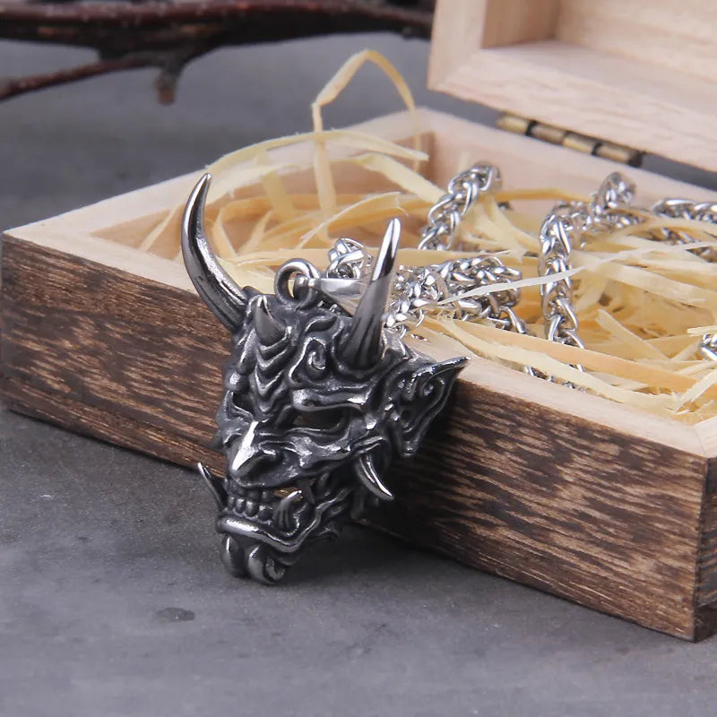 Oni Mask Demon Necklace – Pendant for Men