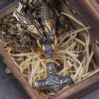 King's Chain (Silver & Gold) with Dragon Head & Hammer