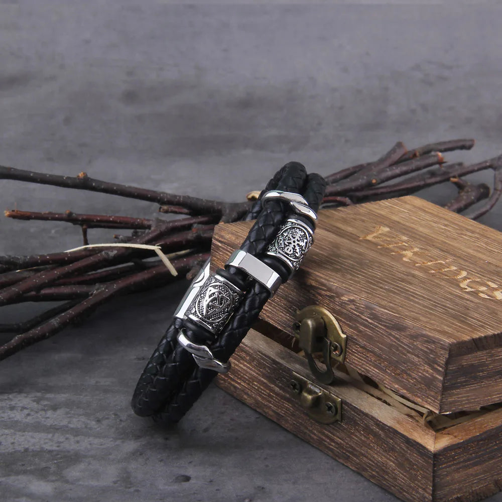 Vantage Viking Bracelet – Norse Amulet on Braided Leather