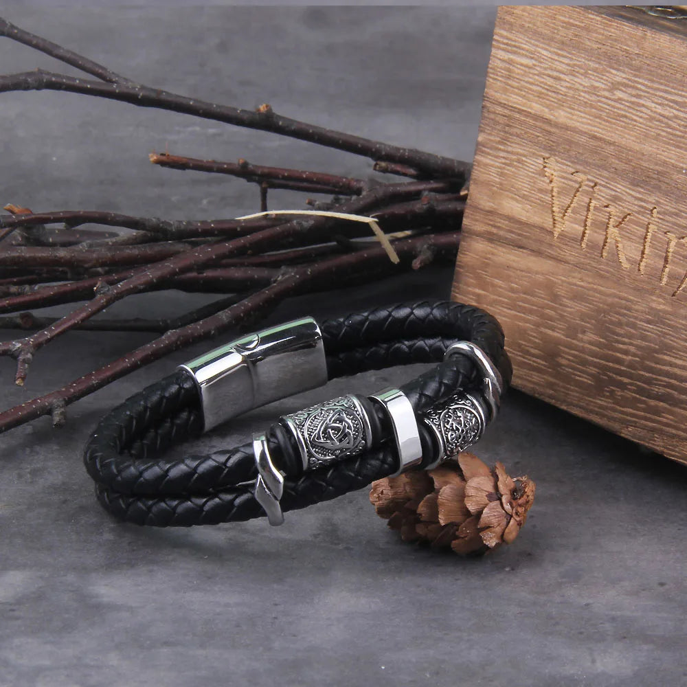 Vantage Viking Bracelet – Norse Amulet on Braided Leather
