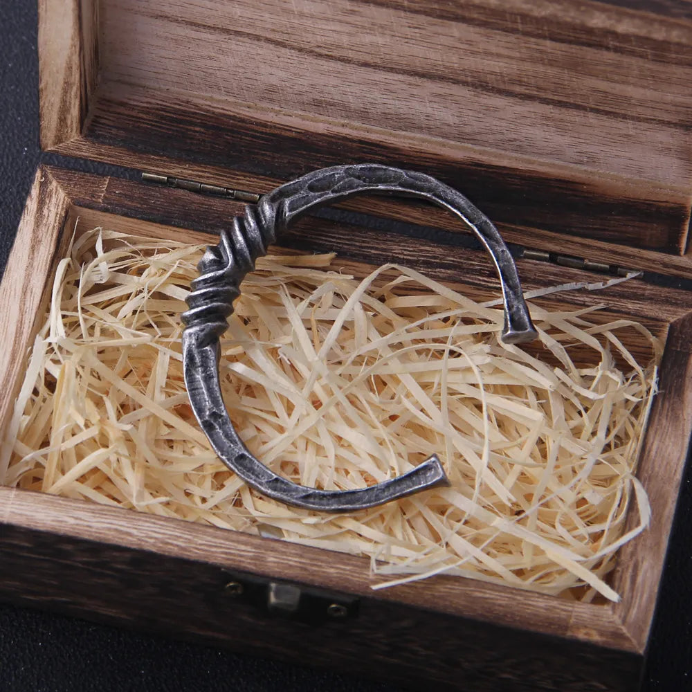 Forged Viking Bangle – Rugged Iron Finish, Norse-Inspired Warrior Bracelet