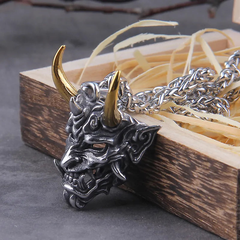 Oni Mask Demon Necklace – Pendant for Men