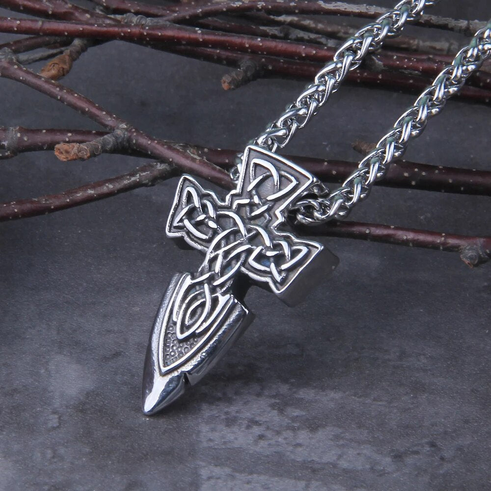 Viking Sword Cross Necklace – Norse Pendant for Men