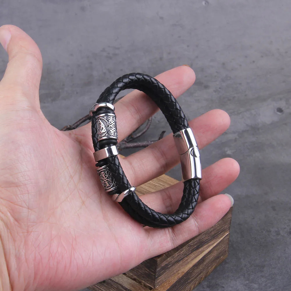 Vantage Viking Bracelet – Norse Amulet on Braided Leather