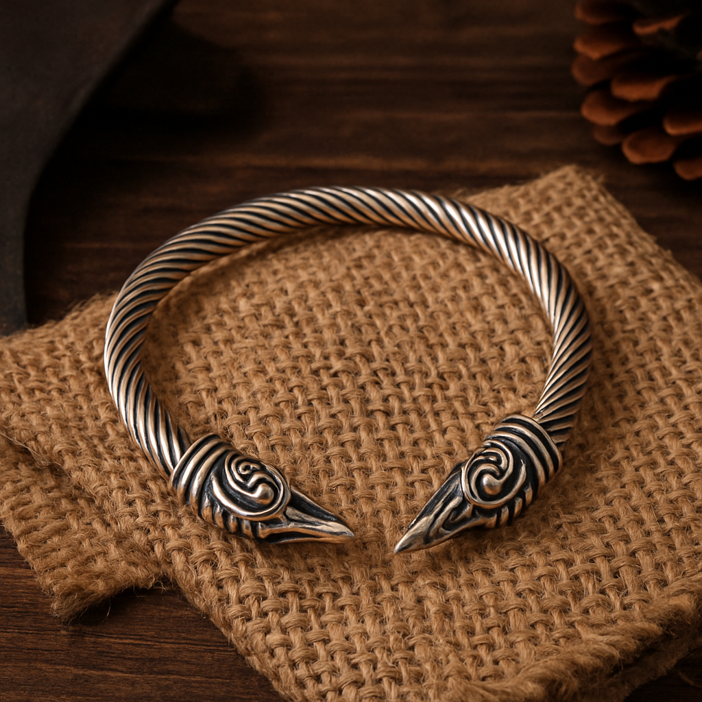 Norse Raven Bracelet – Solid Viking Cuff for Men