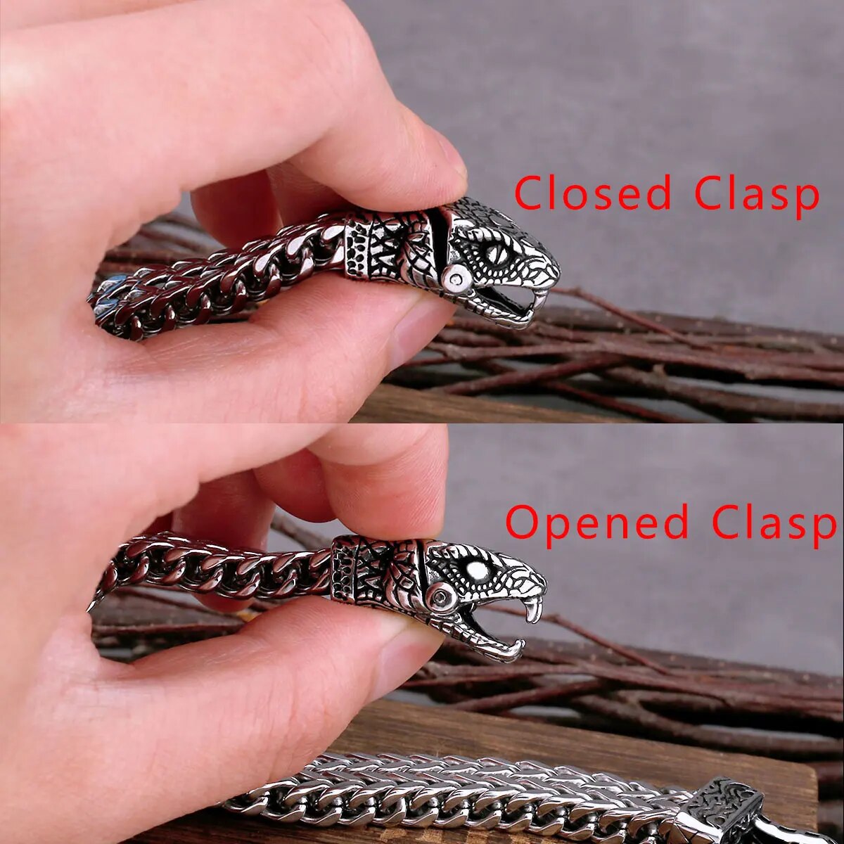 Dominant Snake Head Viking Bracelet