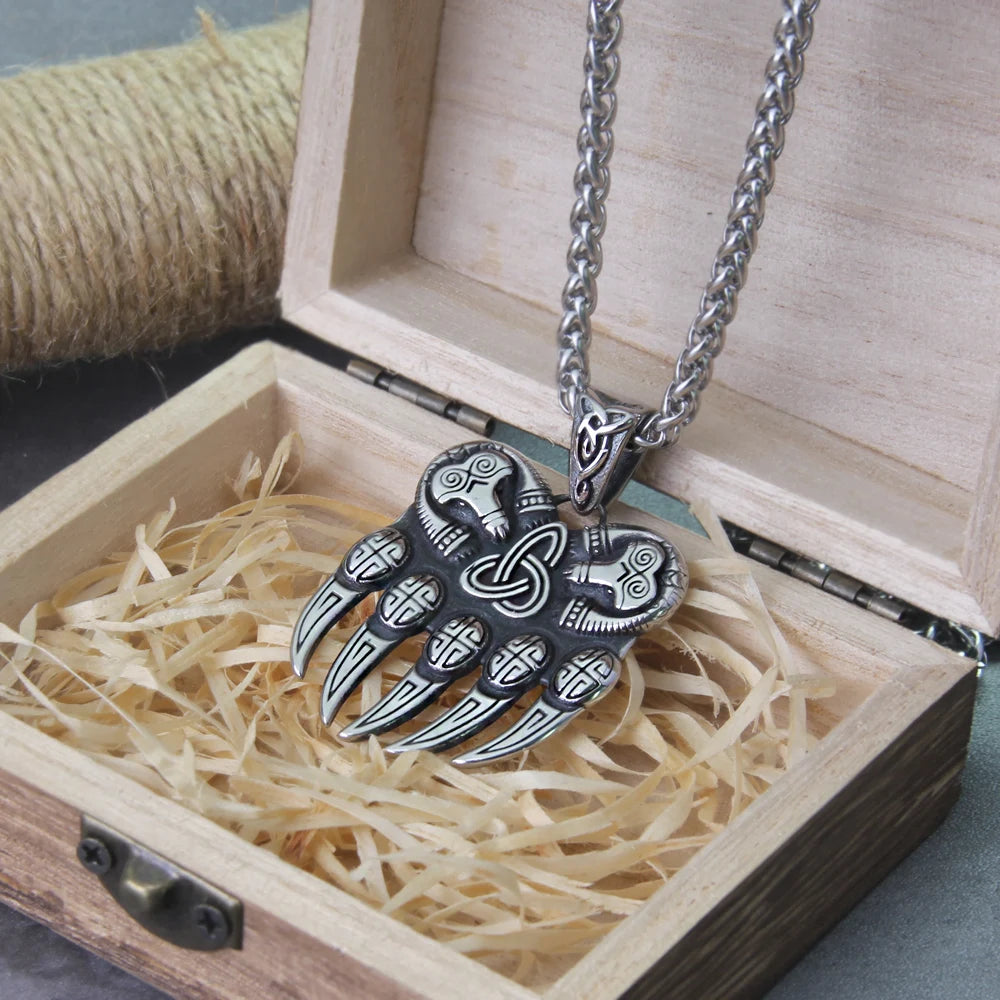 Viking Bear Paw Necklace: Never Fade, Stainless Steel