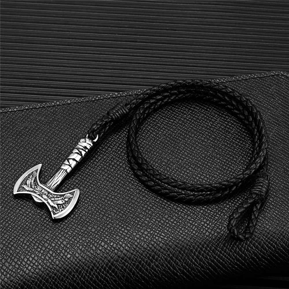 Norse Hatchet Leather Bracelet: Stainless Steel, Multi-layer, Self-defense
