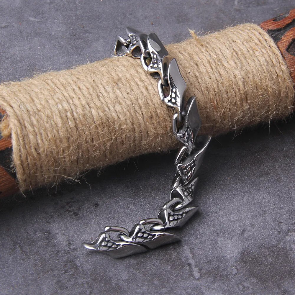 Viking Ouroboros Punk Bracelet for Men – Dragon Scale Chain