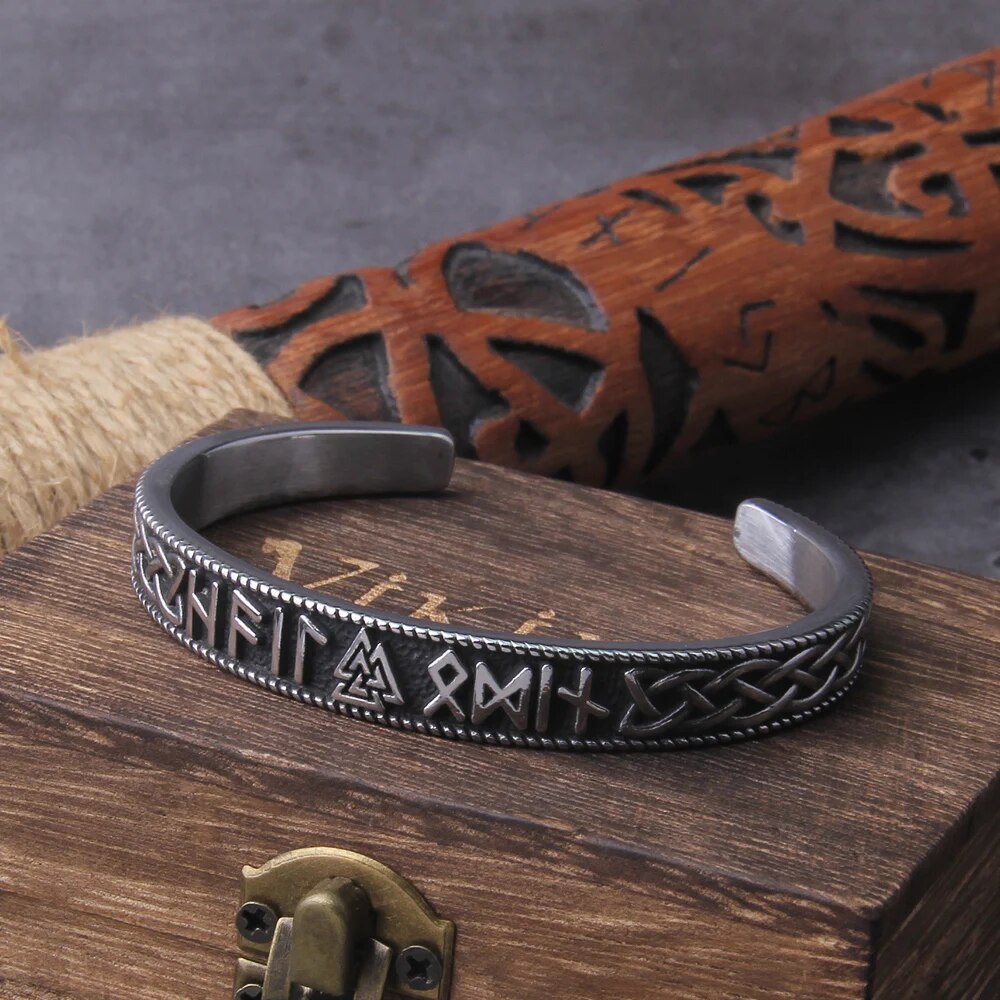 Nordic Rune Bangle – Thor’s Hammer, Viking Bracelet