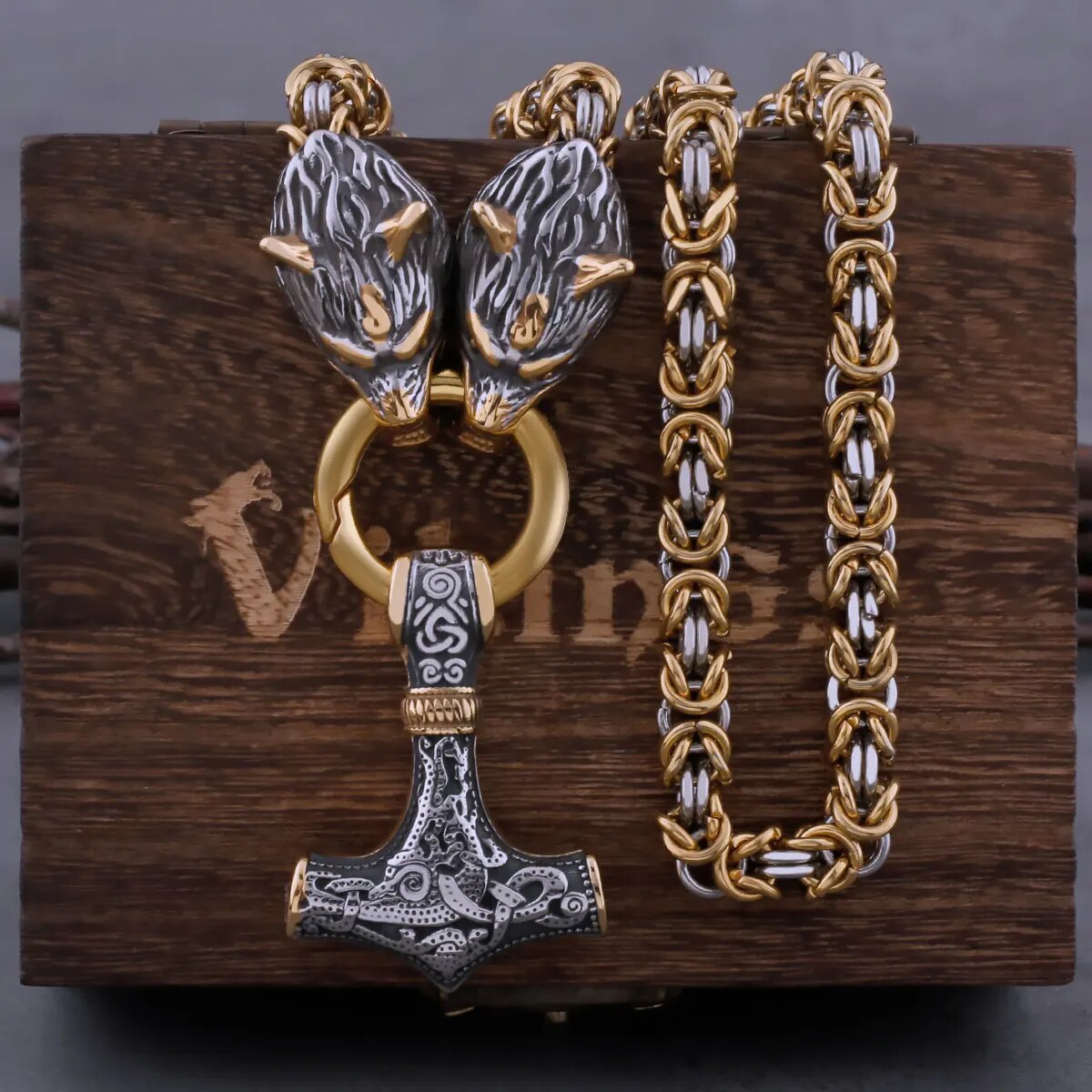 Wolf King Thor’s Hammer Necklace – Viking Amulet