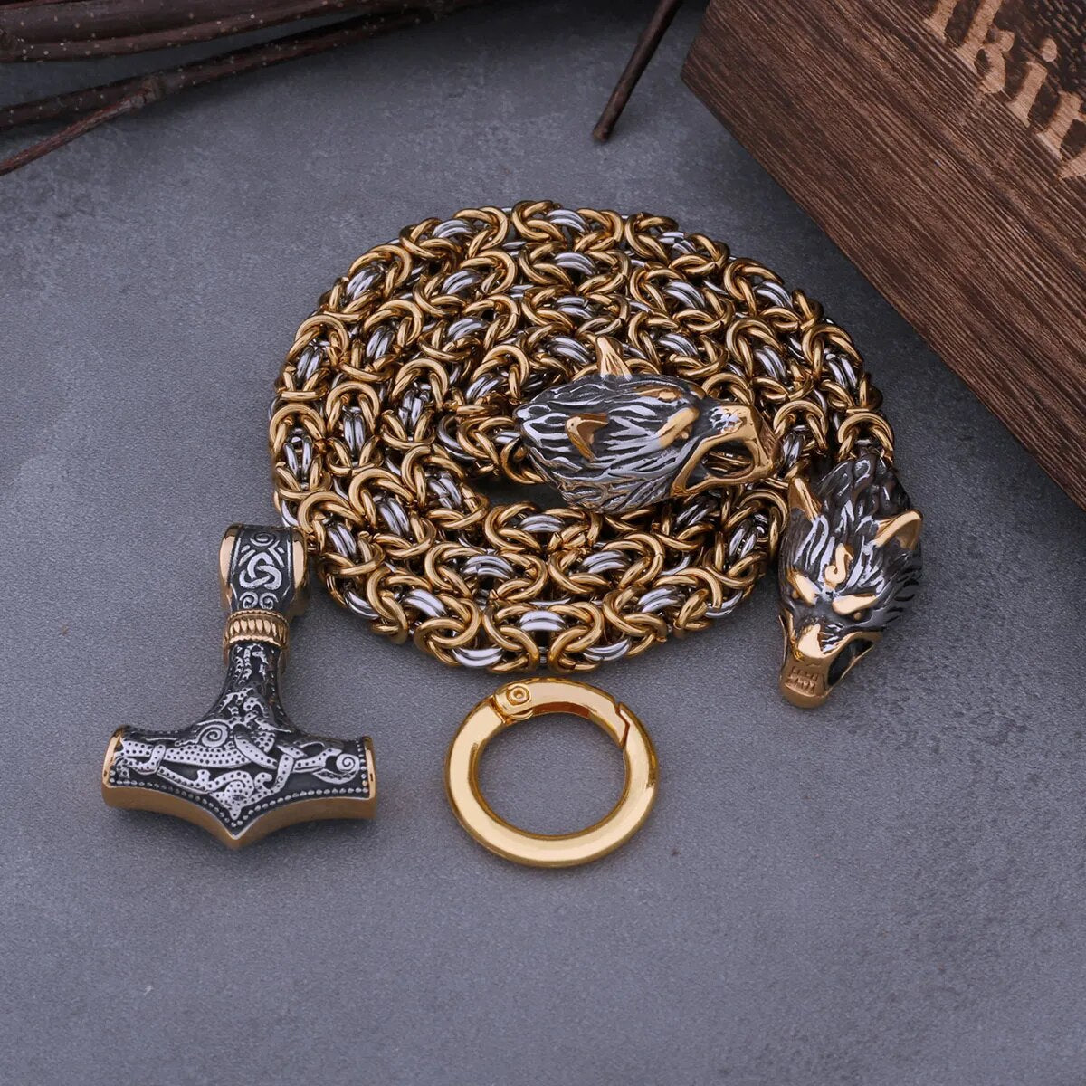 Wolf King Thor’s Hammer Necklace – Viking Amulet