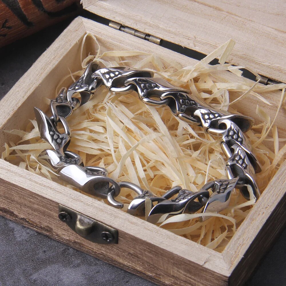 Viking Ouroboros Punk Bracelet for Men – Dragon Scale Chain