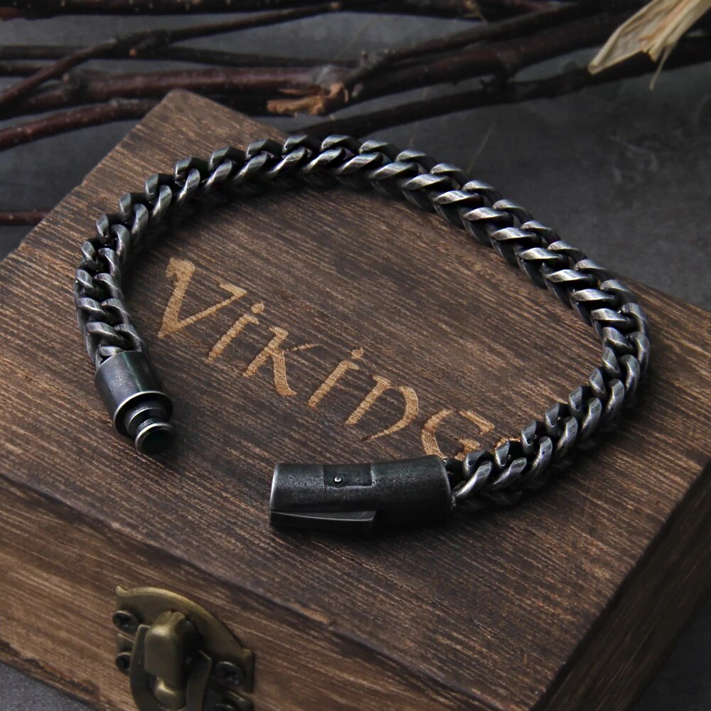 Viking Chain Link Bracelet – Vintage Steel Style