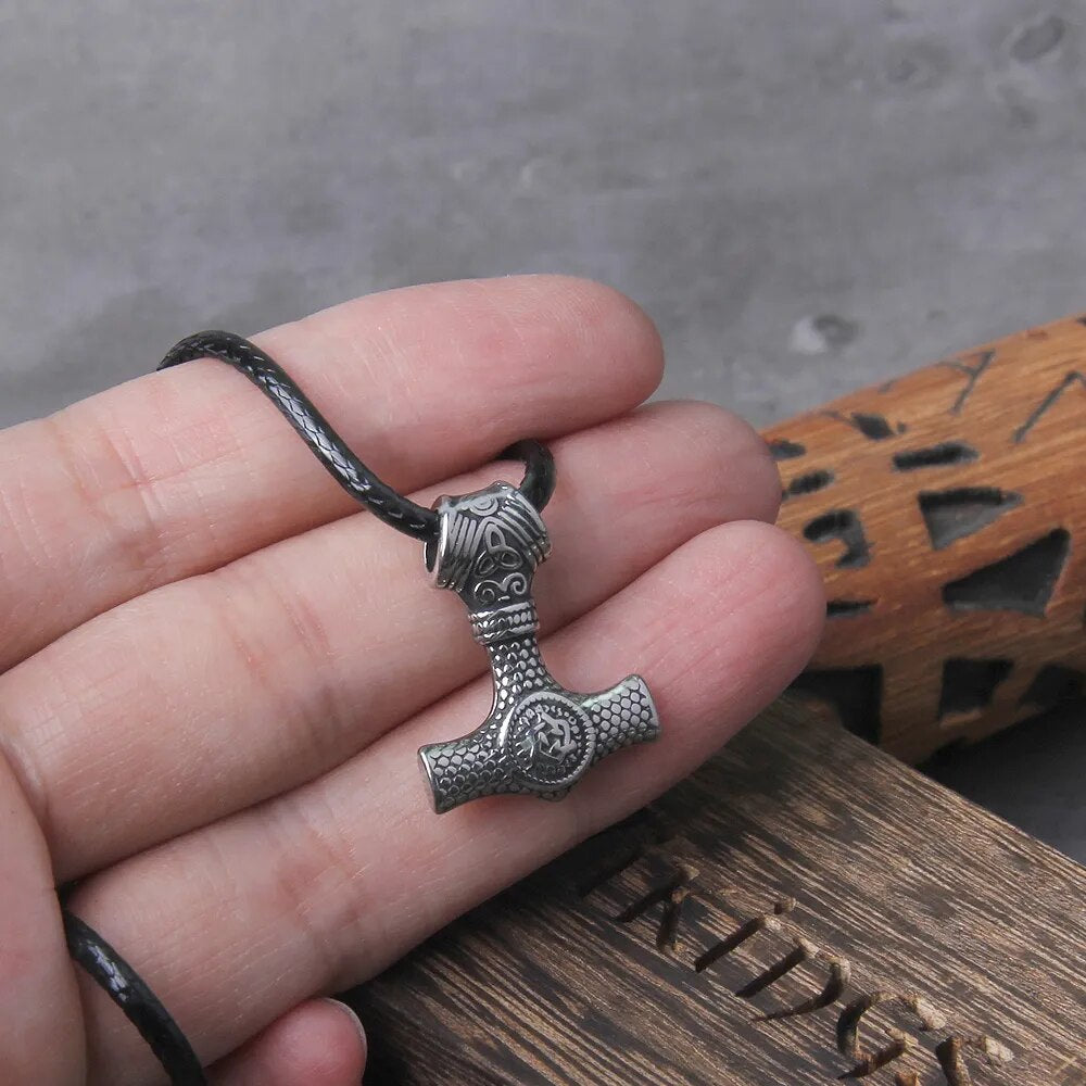 Thor Hammer Viking Necklace – Pendant with Leather Cord