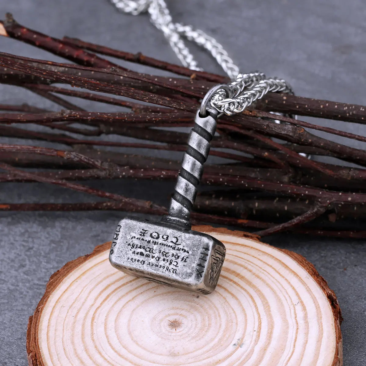 Vintage Viking Thor Hammer Necklace: Stainless Steel