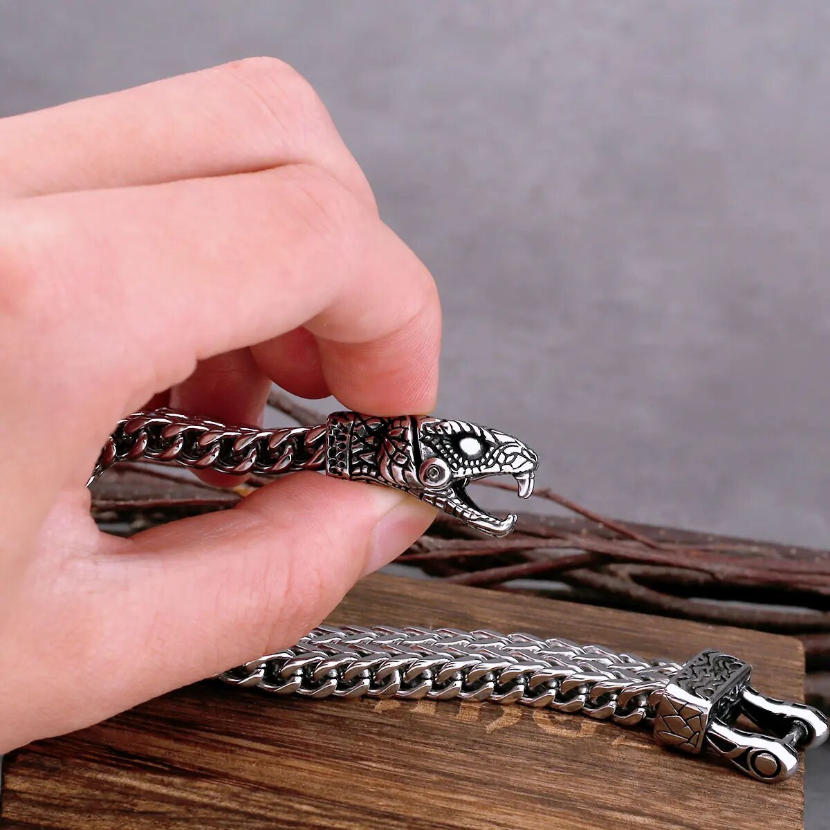 Dominant Snake Head Viking Bracelet