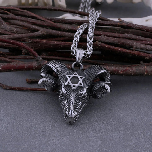 Retro Hexagram Sheep Head Pendant