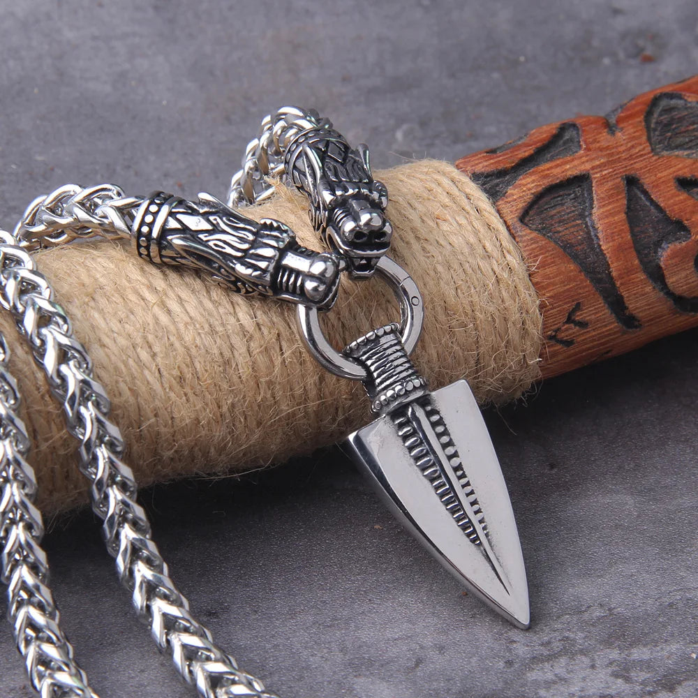 Viking Necklace – Wolf Heads, Dragon Heads, or Spear Pendant