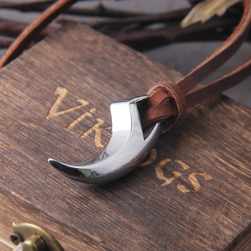 Wolf Fang Necklace – Pendant with Leather Cord