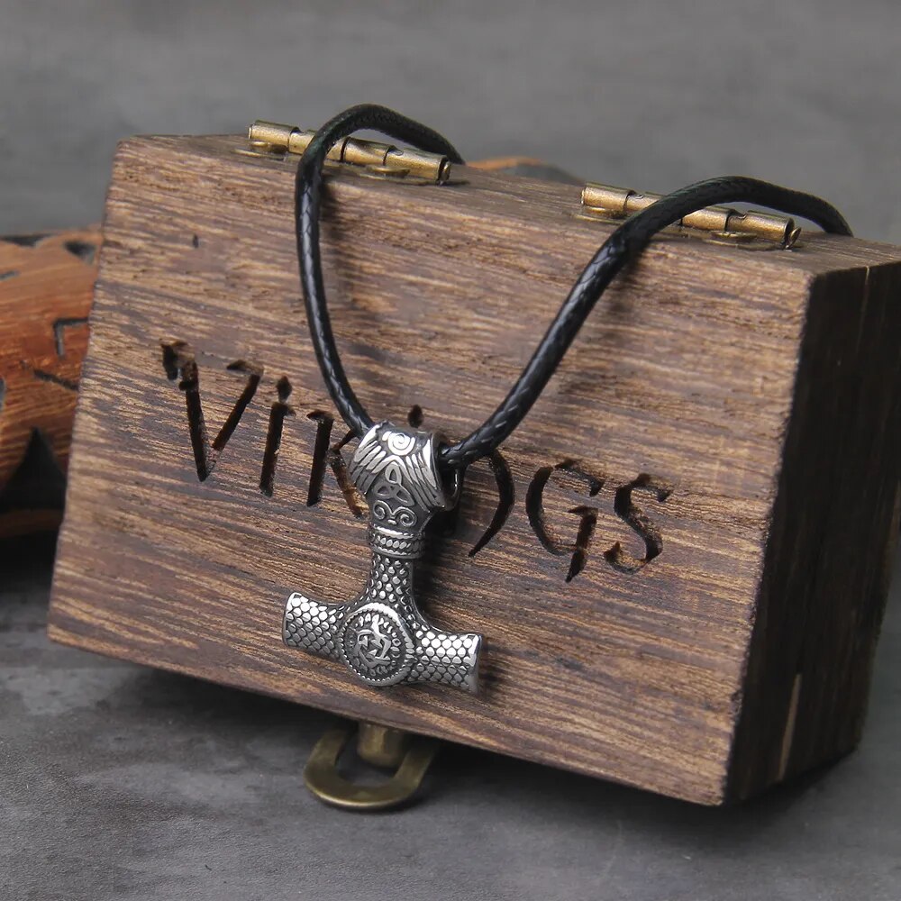 Thor Hammer Viking Necklace – Pendant with Leather Cord