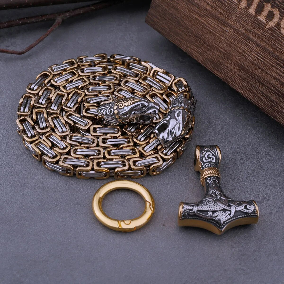 Nordic Dragon – Viking Hammer Pendant Necklace