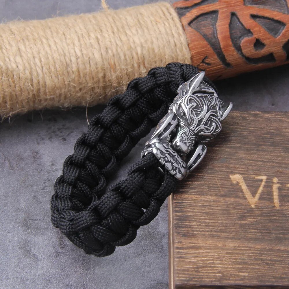 Viking Wolf Head Bracelet – Handmade