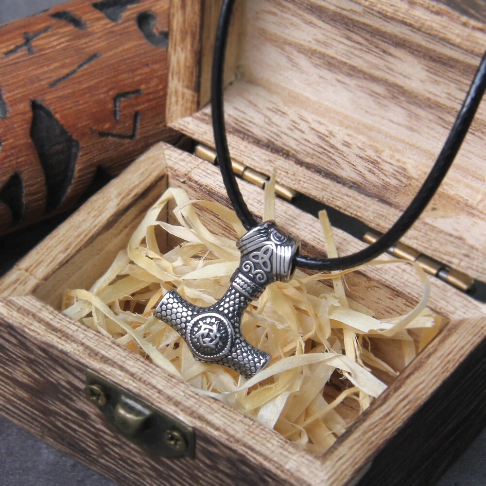 Thor Hammer Viking Necklace – Pendant with Leather Cord