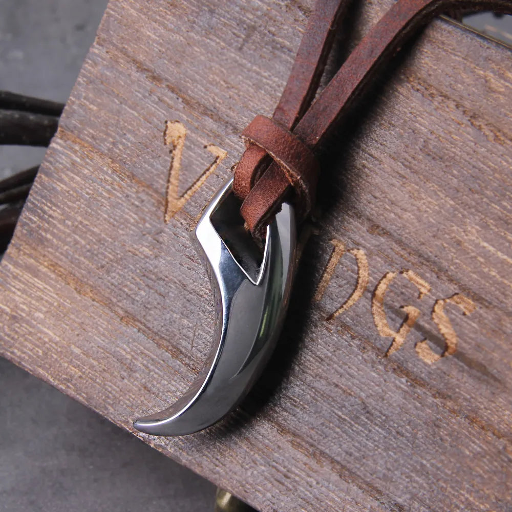 Wolf Fang Necklace – Pendant with Leather Cord