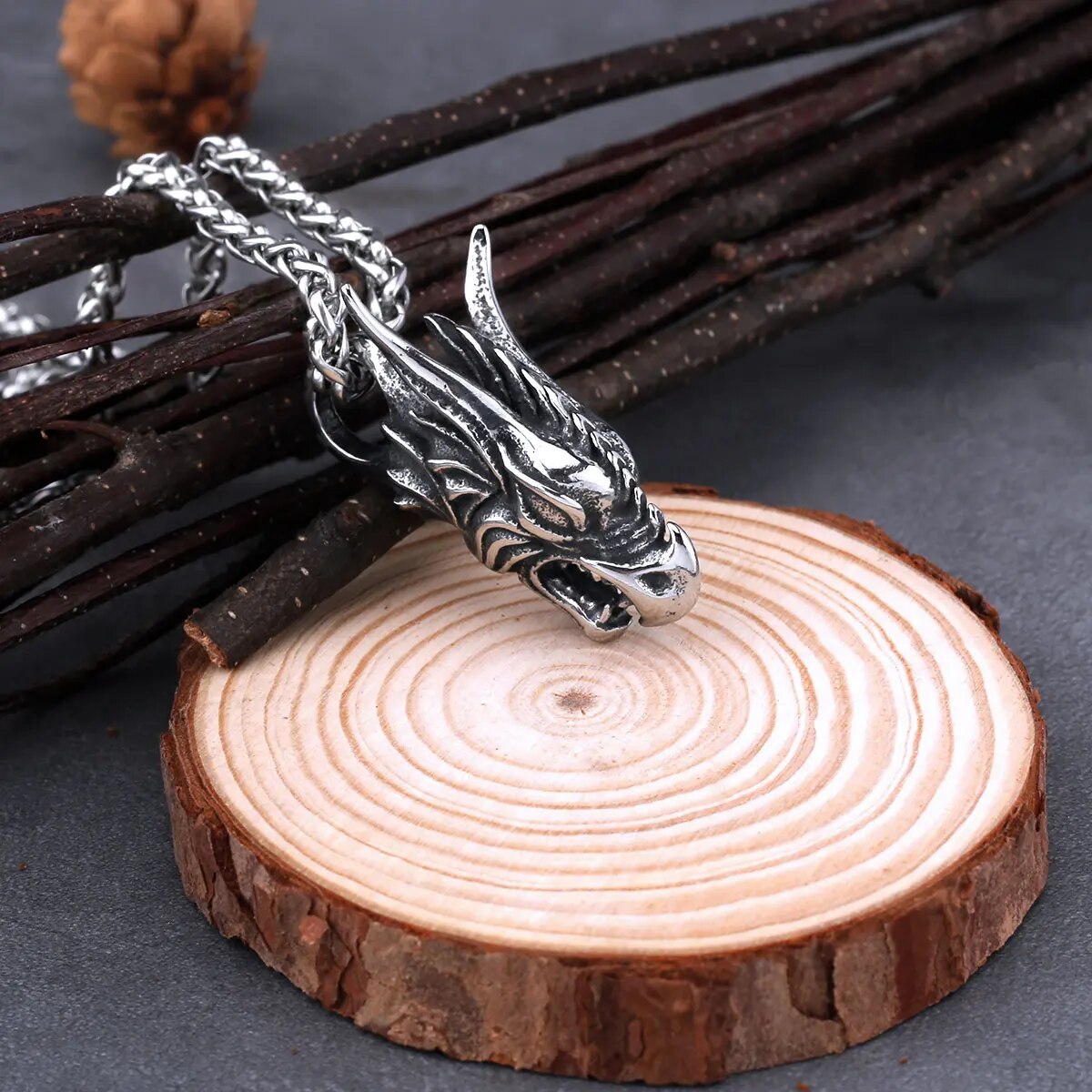 Viking Dragon Head Necklace