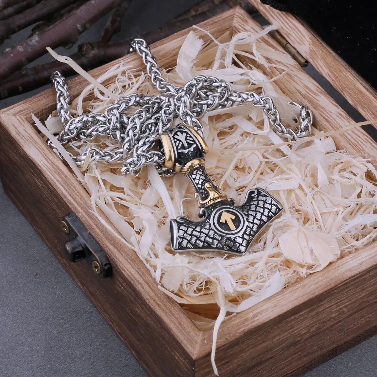 Tiwaz Rune Mjölnir Necklace – Norse Thor’s Hammer Pendant