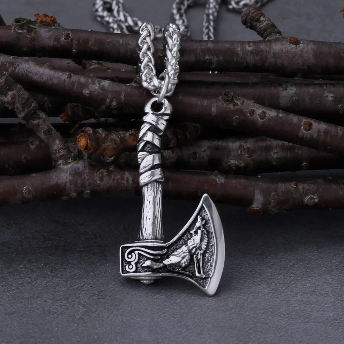 Viking Axe Necklace – Wolf & Crow Norse Amulet