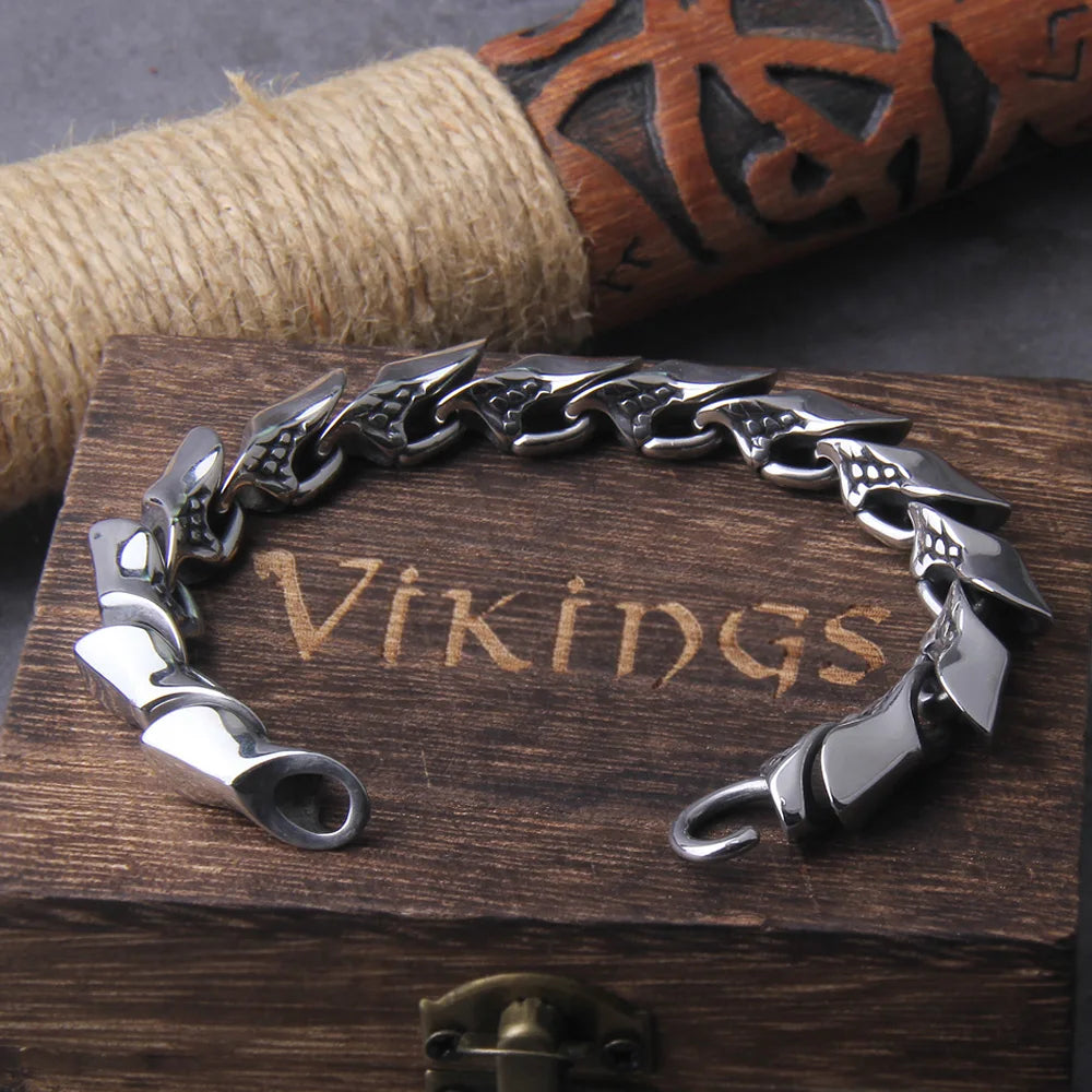 Viking Ouroboros Punk Bracelet for Men – Dragon Scale Chain
