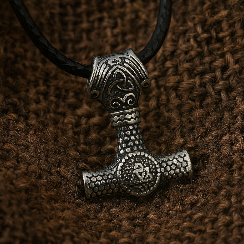 Thor Hammer Viking Necklace – Pendant with Leather Cord