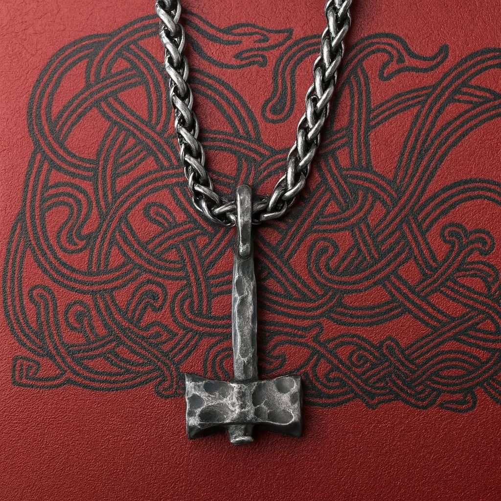 Iron Color Viking Hammer Necklace: Stainless Steel