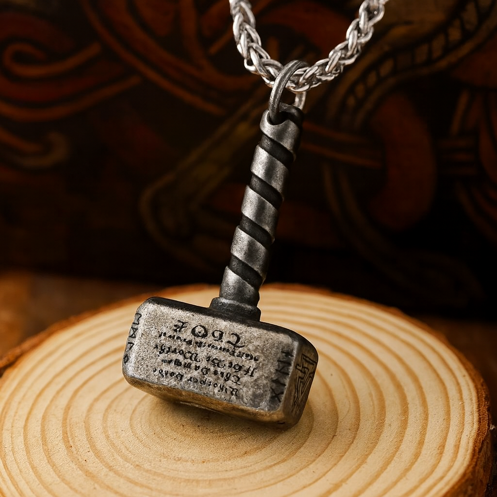 Vintage Viking Thor Hammer Necklace: Stainless Steel