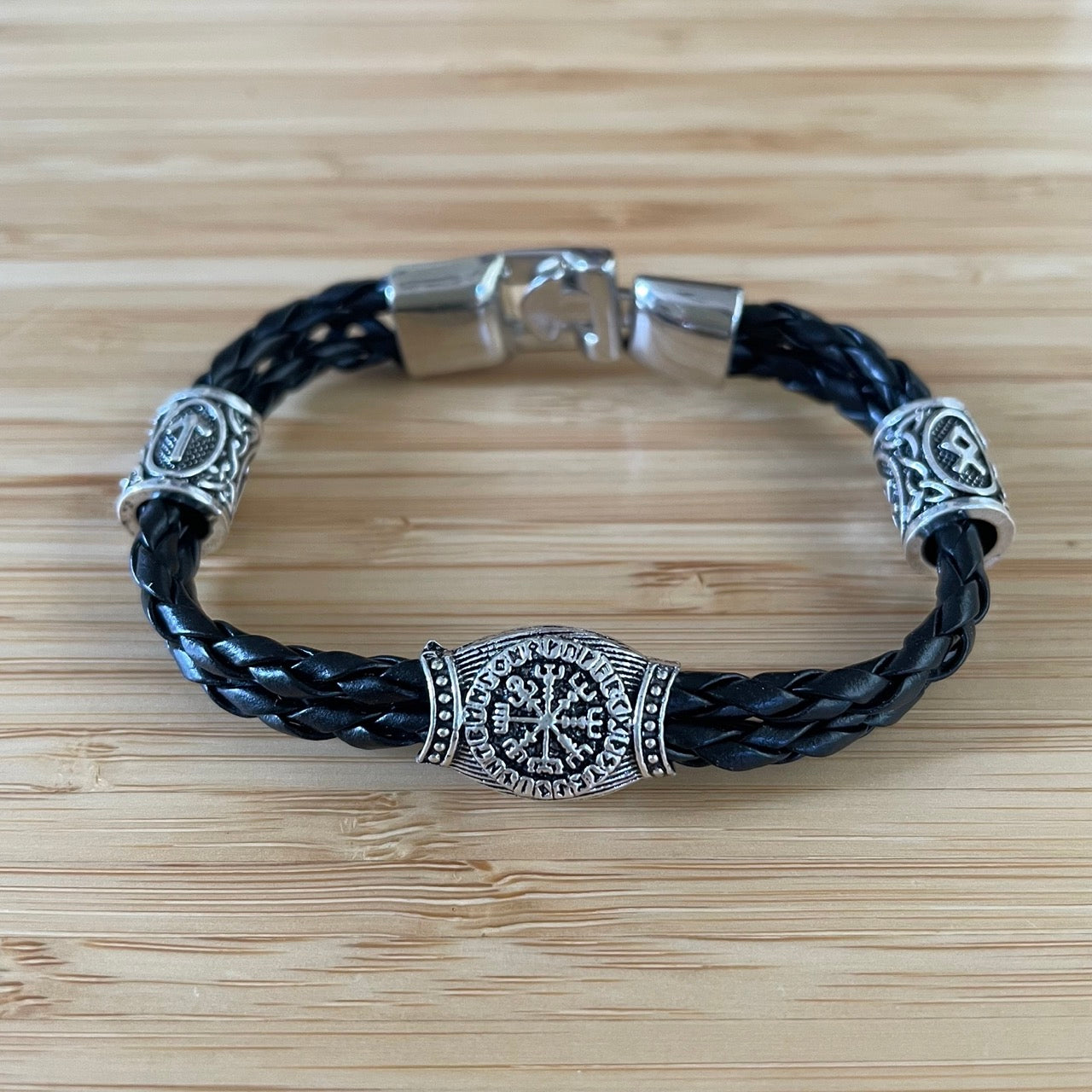 Compass Trinity Symbols Bracelet – Viking Runes & Vegvisir Compass