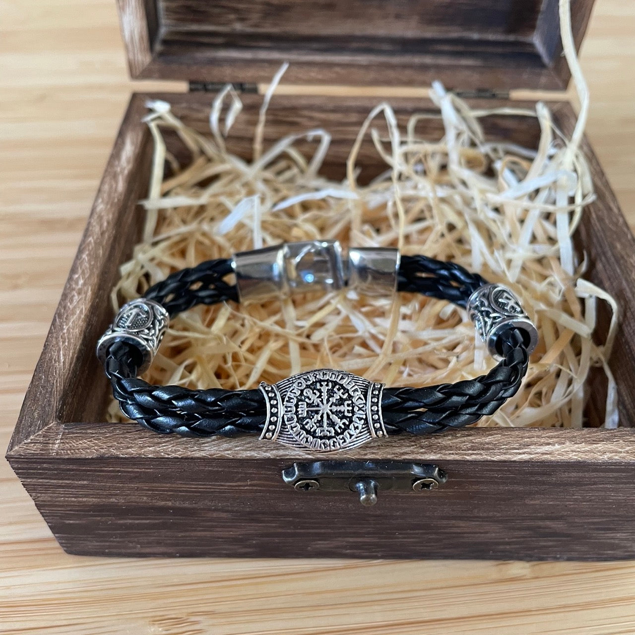 Compass Trinity Symbols Bracelet – Viking Runes & Vegvisir Compass