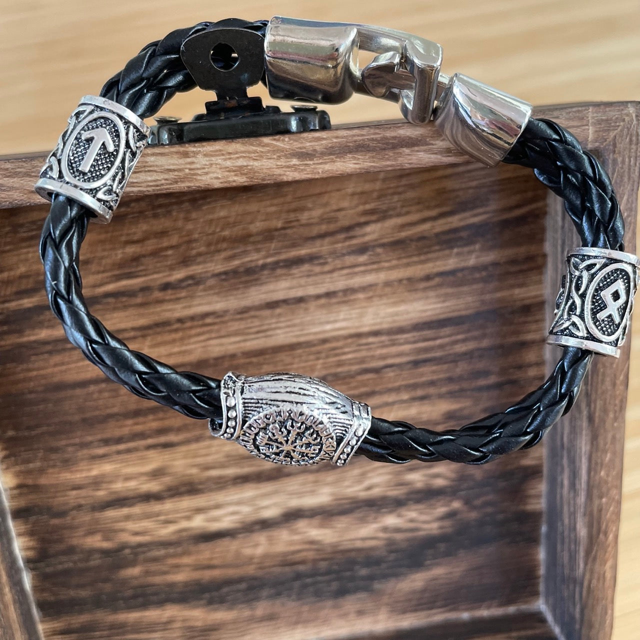 Compass Trinity Symbols Bracelet – Viking Runes & Vegvisir Compass