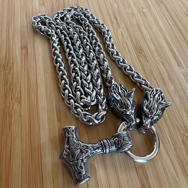 Silver Wolf King's Chain. Nordic Viking Norse Wolf Necklace - Viking Talisman!