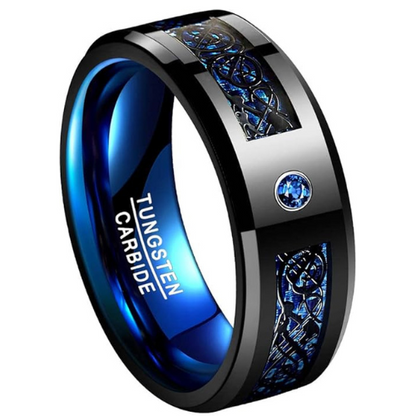 Celtic Ocean Blue Knot Tungsten Ring