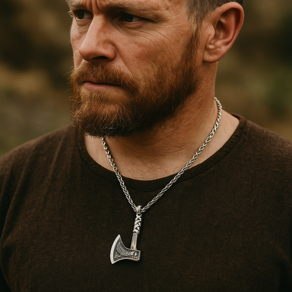 Viking Axe Necklace – Wolf & Crow Norse Amulet