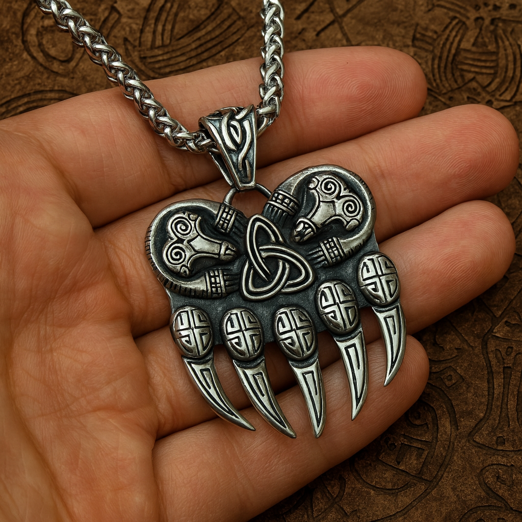 Viking Bear Paw Necklace: Never Fade, Stainless Steel