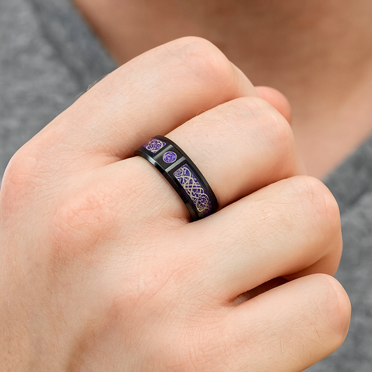 Celtic Royal Purple Knot Tungsten Ring