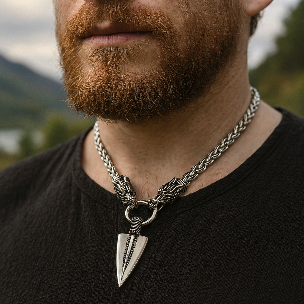 Viking Necklace – Wolf Heads, Dragon Heads, or Spear Pendant