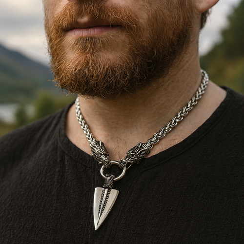 Viking Necklace – Wolf Heads, Dragon Heads, or Spear Pendant
