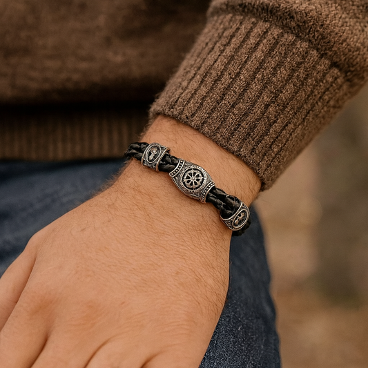 Compass Trinity Symbols Bracelet – Viking Runes & Vegvisir Compass