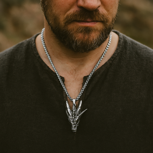 Dragon Skull Necklace – Viking-Inspired Pendant for Men